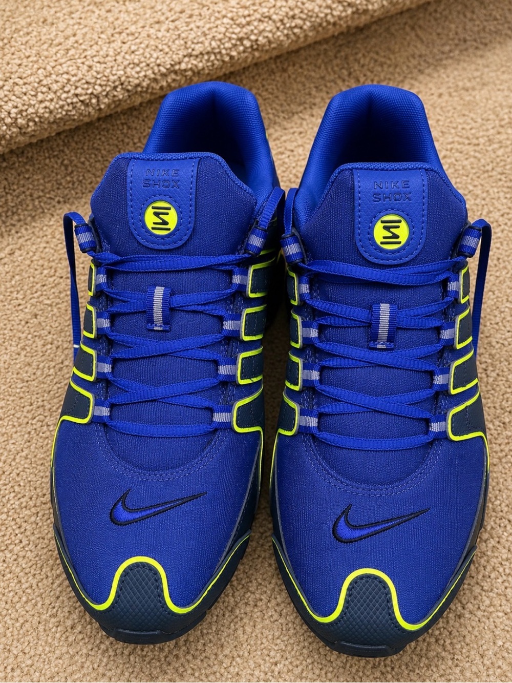 Like New Blue and Neon Yellow Athletic Sneakers size 9 beautiful.